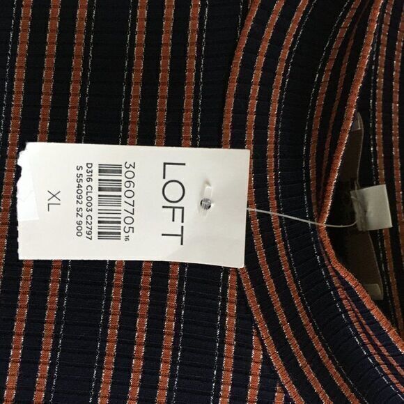 NEW LOFT Ann taylor dress stripe‎ metallic long slv - Picture 5 of 7